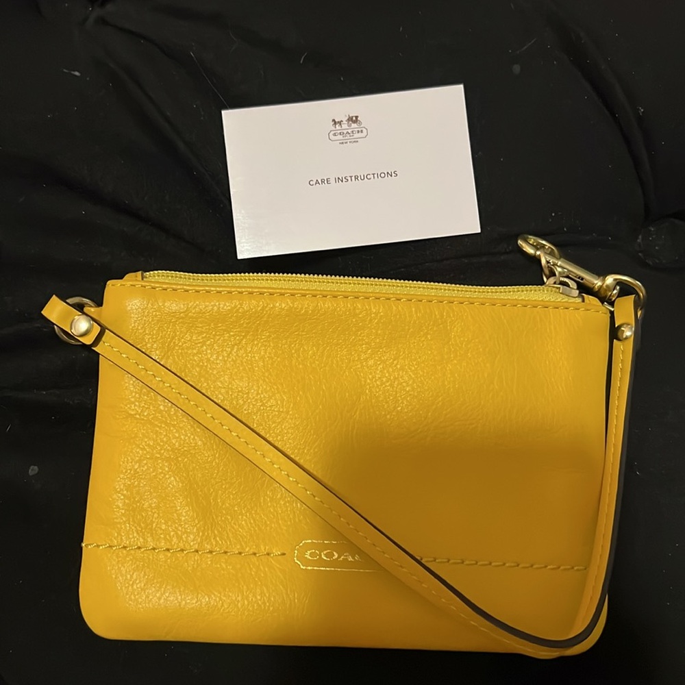 Coach Yellow Leather Clutch Wristlet - Picture 12 of 13